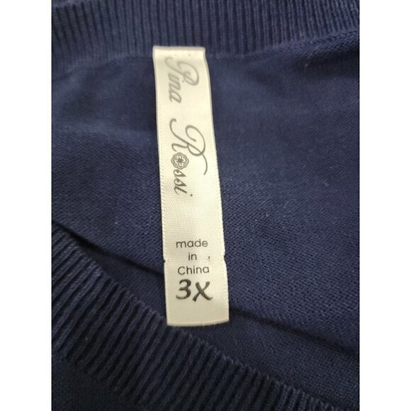Pina Rossi Navy & White Pullover Long Sleeve Sweater, Size 3X - Picture 5 of 7